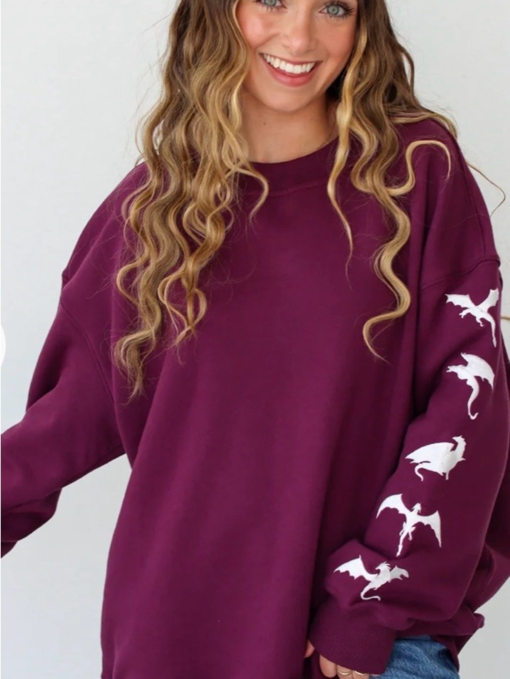 Lash Next Door Plum Oversized Dragon Sweatshirt